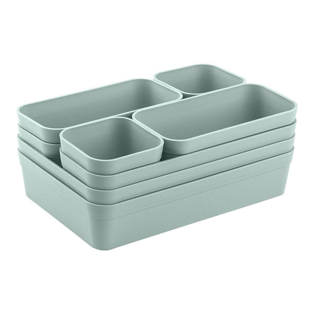 Gariella 1x Schubladen-Organizer Set Aufbewahrungs-Box Einteiler Trenn-System verstellbar Utensilien Stauraum Wohn-Badezimmer Kunststoff anthrazit