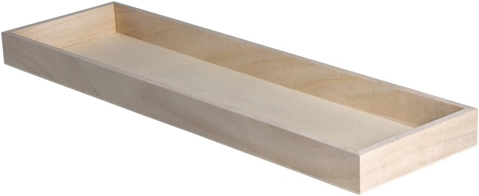 Rayher 62689000 Holz-Tablett zum Dekorieren, 45 x 13,5 cm, Randhöhe 2,3 cm, Bodenstärke ca. 2 - 3 mm, Holzschale rechteckig, Beige
