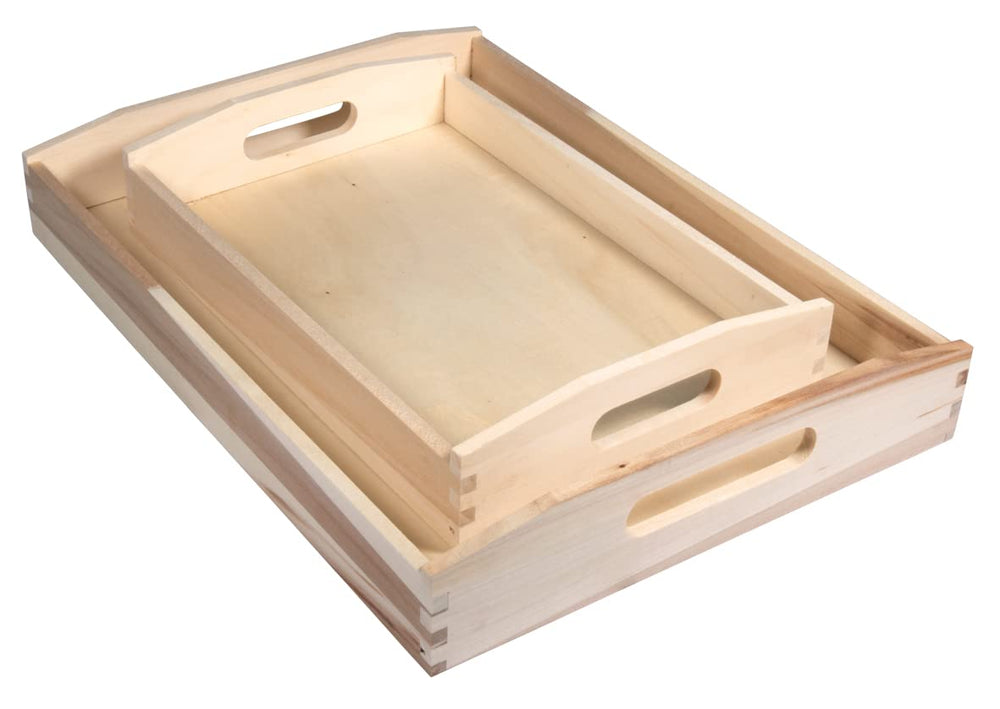 Rayher 62689000 Holz-Tablett zum Dekorieren, 45 x 13,5 cm, Randhöhe 2,3 cm, Bodenstärke ca. 2 - 3 mm, Holzschale rechteckig, Beige