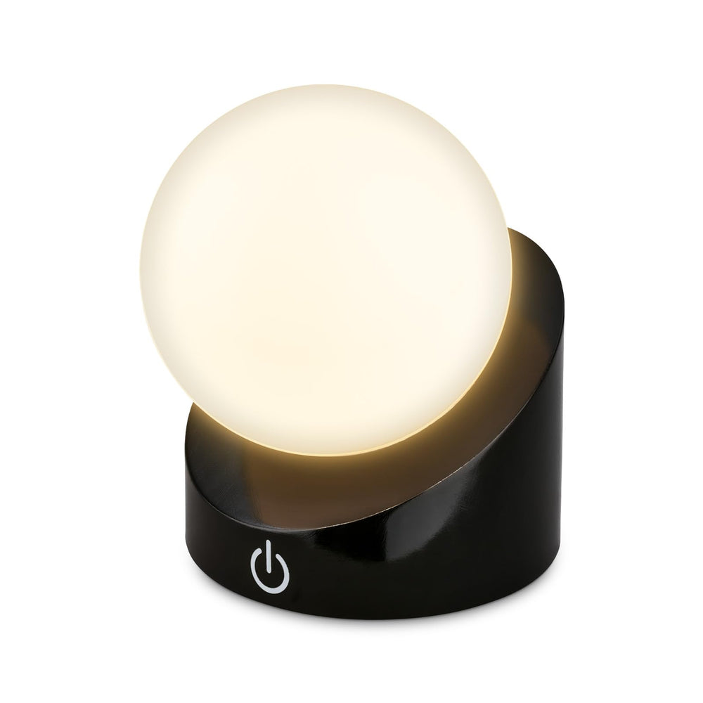 BRILONER - Mini LED Tischlampe kabellos IP54 mit Touch, dimmbar in Stufen, Akku & Lichtquelle tauschbar, Nachttischlampe, Kugel, LED Lampe, Akku Tischleuchte, Outdoor Lampe, 10x8x9 cm, Holzoptik