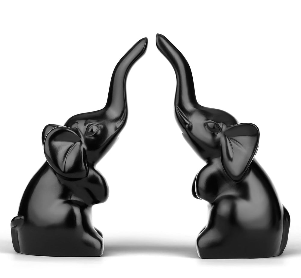 2 Stück Gold Elefant Deko Schwarz, Elefanten Deko Wohnzimmer