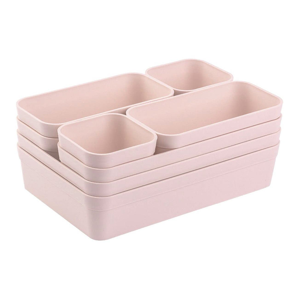 Gariella 1x Schubladen-Organizer Set Aufbewahrungs-Box Einteiler Trenn-System verstellbar Utensilien Stauraum Wohn-Badezimmer Kunststoff anthrazit