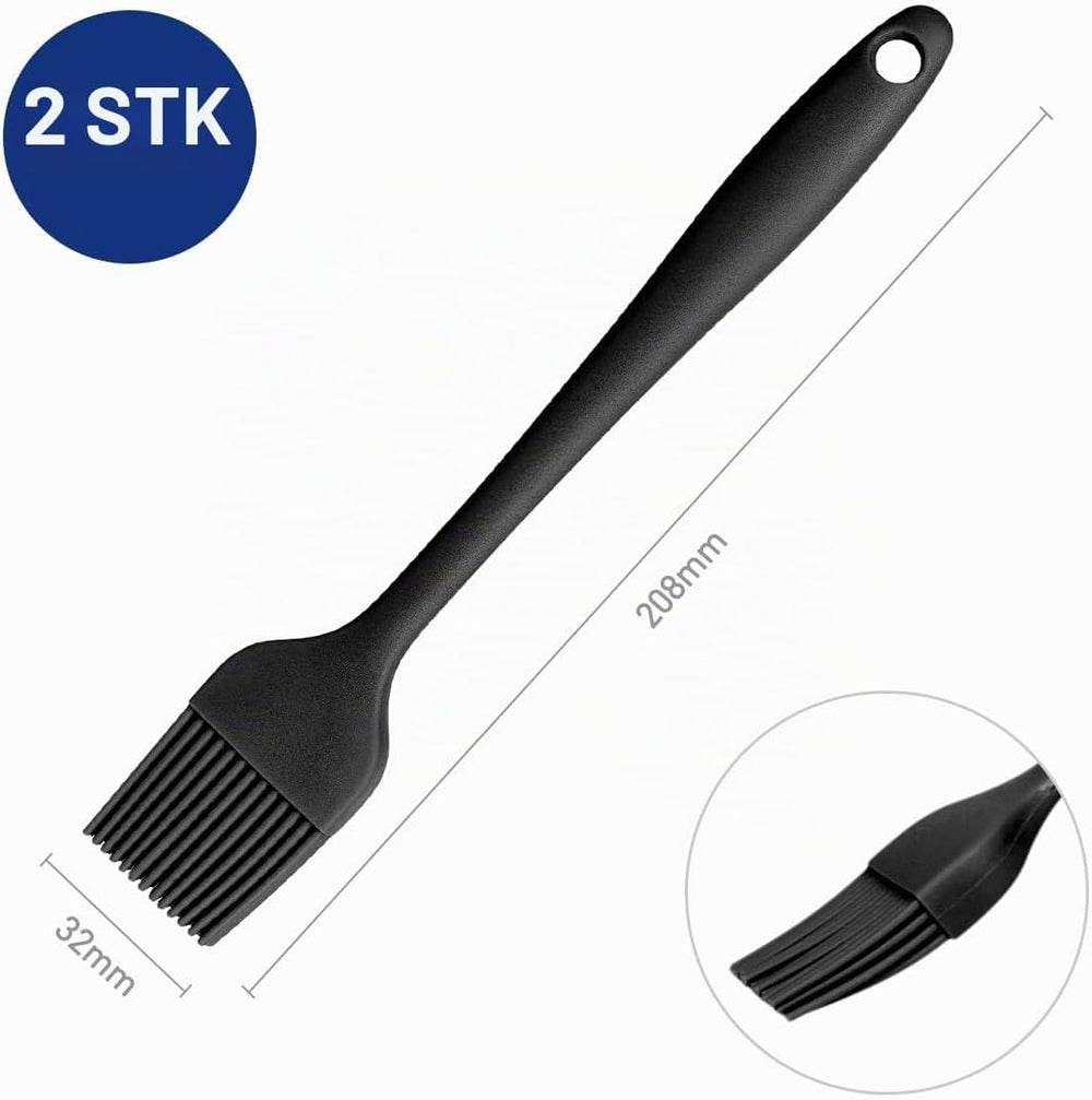 2 Stück 21cm Backpinsel, Backpinsel Silikon, Pinsel Küche, Silikonpinsel Küche, Schwarz Silikon Pinsel, Grillpinsel, Pinsel Backen, Spülmaschinengeeignet, für Backen, Grillen, Kochen