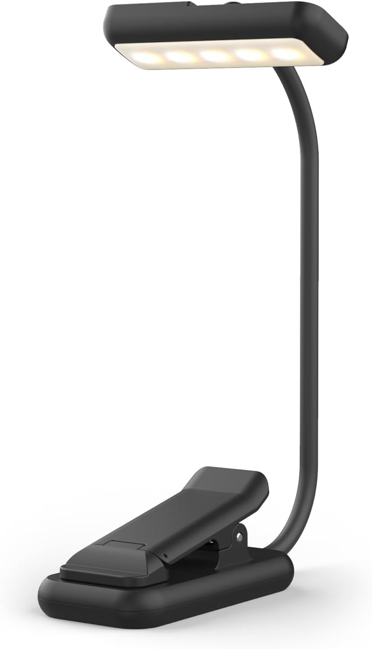 GRIFEMA Leselampe mit Klemme, 10 LEDs, USB C, 180° drehbarer Kopf