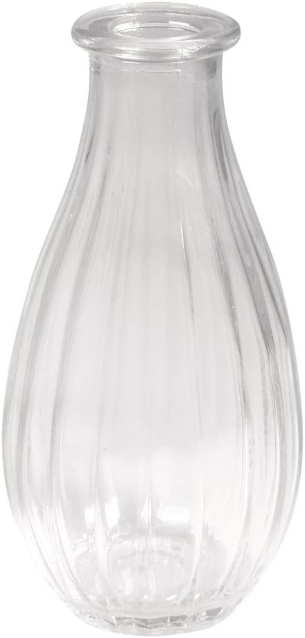 Rayher Glasvase, Höhe 14 cm, 7 cm ø, bauchig, mit Streifen, Blumenvase, Deko Vase, zum Verzieren, 56812000