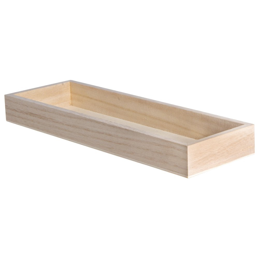 Rayher 62689000 Holz-Tablett zum Dekorieren, 45 x 13,5 cm, Randhöhe 2,3 cm, Bodenstärke ca. 2 - 3 mm, Holzschale rechteckig, Beige