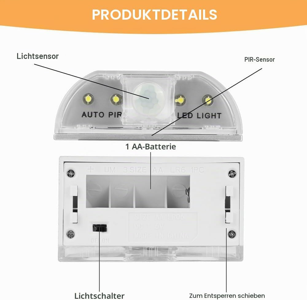 Keyhole Licht Lampe, IR Wireless Auto Sensor Bewegungsmelder Tür Schlüsselloch, 4 LED Birnen, Schlüsselloch-Lichtlampe, Tap Lights Nachtlicht-Wandlampe