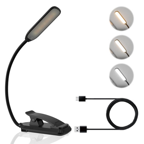 Leselampe Buch Klemme, USB Wiederaufladbare Buchlampe Klein, Weiß