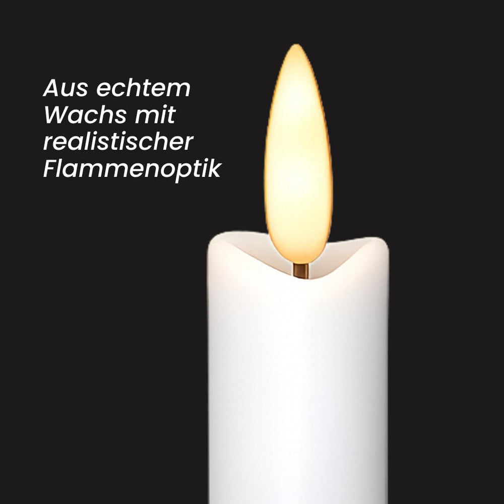 Star Trading LED Stabkerzen Echtwachs 2er Set – Flackernde LED Kerzen mit Timer 6/18h, warmweiß, 15x2 cm, Wohn Deko