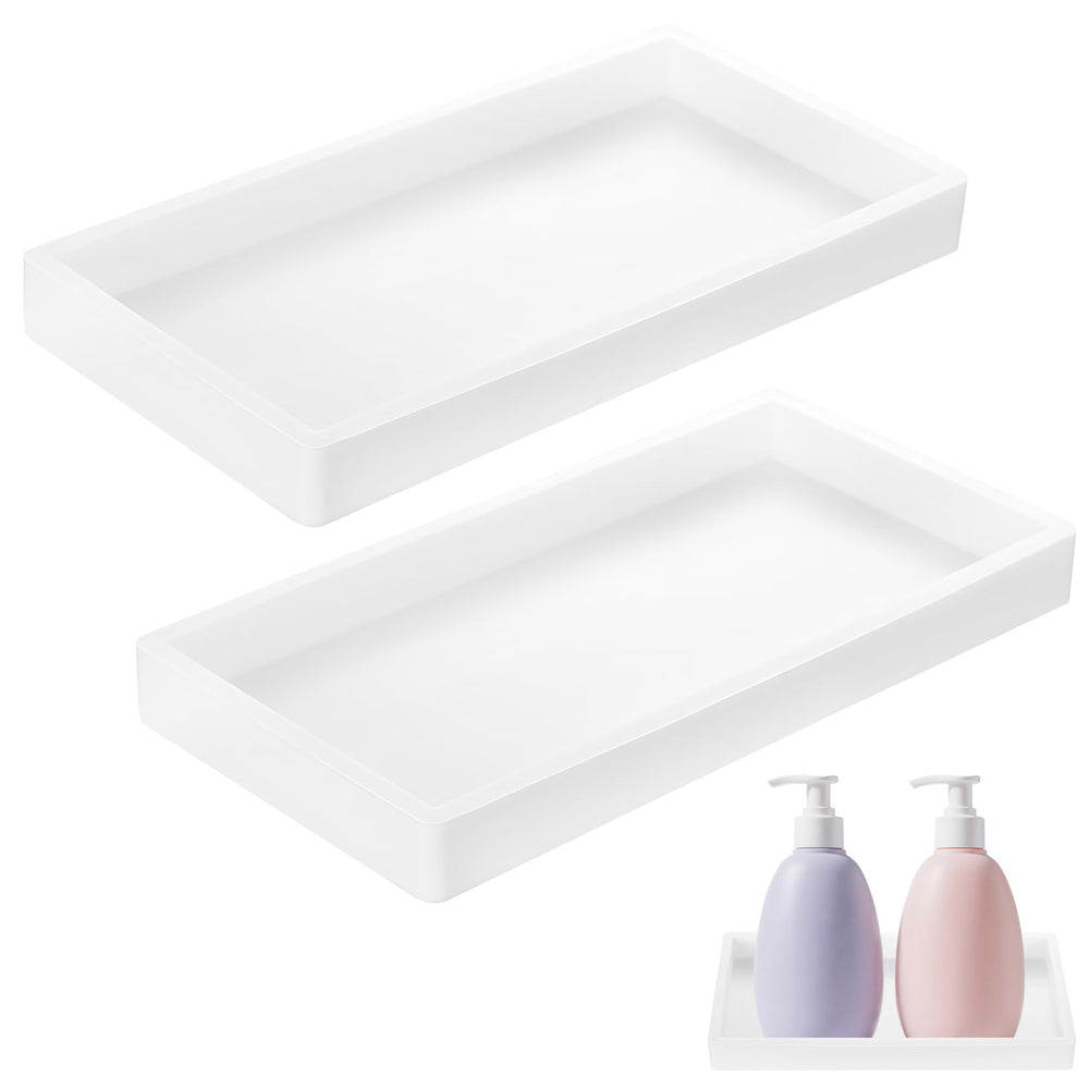 Dekotablett Deko Tablett, Badezimmer Tablett Schwarz Silikon Ablageschale, für Badewanne Küchen Toilette Schminktisch Kosmetisch Kerzen Tabletts (rund, 18x18x1.9 cm)
