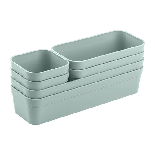 Gariella 1x Schubladen-Organizer Set Aufbewahrungs-Box Einteiler Trenn-System verstellbar Utensilien Stauraum Wohn-Badezimmer Kunststoff anthrazit