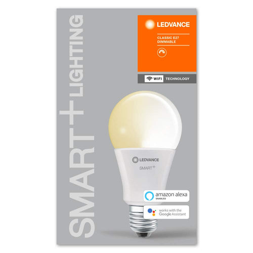 LEDVANCE Smarte LED-Lampe mit WiFi Technologie, Sockel E27, Dimmbar, Warmweiß (2700 K), ersetzt Glühlampen mit 100 W, SMART+ WiFi Classic Dimmable, 1er-Pack