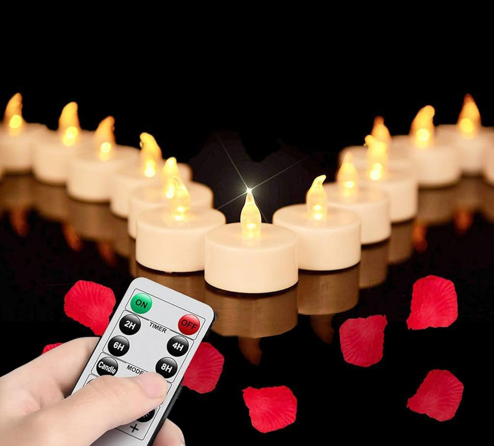 Nancia batteriebetriebene flammenlose Teelichter, realistisch hell flackernde elektrische Kerzenlampe im 24er-Pack, langlebige 100 Stunden warme gelbe Glühbirne, geeignet für Festival, Party, Heimdeko