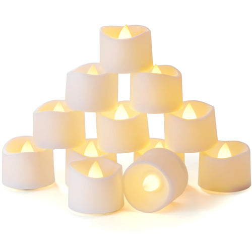 Homemory 12er LED Teelichter mit Timer, Warmweiß, 6 Std. EIN/18 Std. AUS