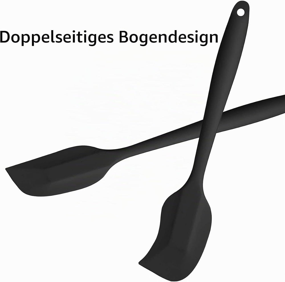 Silikon Spatel, Spatel Teigschaber, Teigschaber Silikon, Hitzebeständig, für Kochen, Backen und Rühren, Spülmaschinenfest und Leicht zu Reinigen(Schwarz)