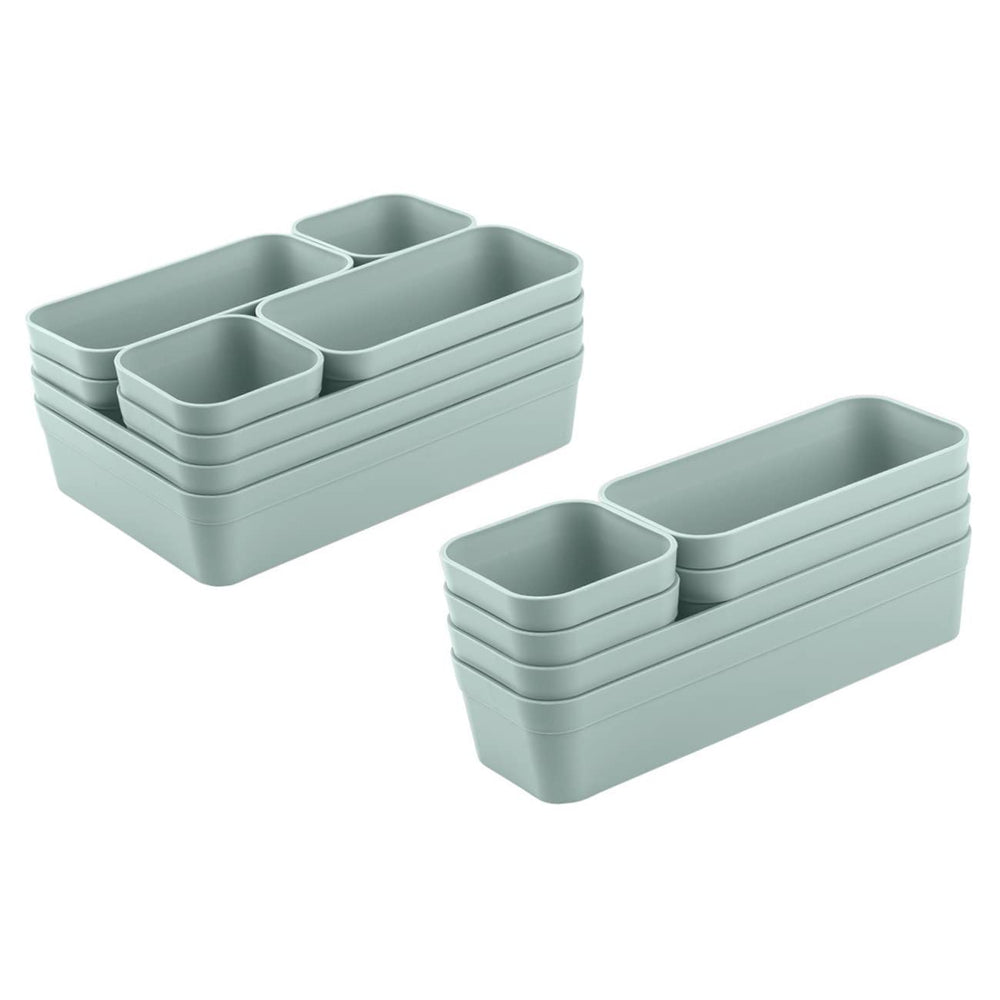 Gariella 1x Schubladen-Organizer Set Aufbewahrungs-Box Einteiler Trenn-System verstellbar Utensilien Stauraum Wohn-Badezimmer Kunststoff anthrazit