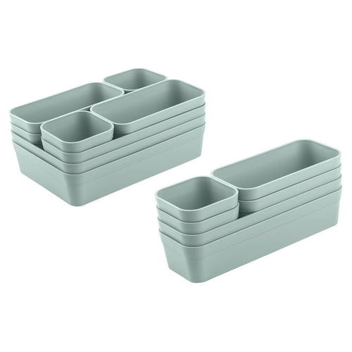 Gariella 1x Schubladen-Organizer Set Aufbewahrungs-Box Einteiler Trenn-System verstellbar Utensilien Stauraum Wohn-Badezimmer Kunststoff anthrazit