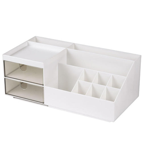 URAQT MakeUp Organizer, Kosmetik Organizer mit 2 Schubladen und 10 Fächern