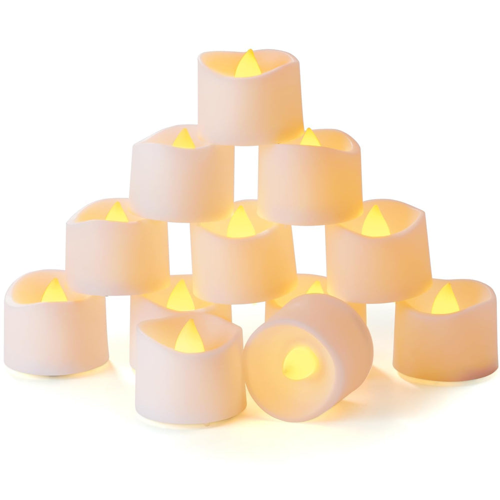 Homemory 12er LED Teelichter mit Timer, Warmweiß, 6 Std. EIN/18 Std. AUS