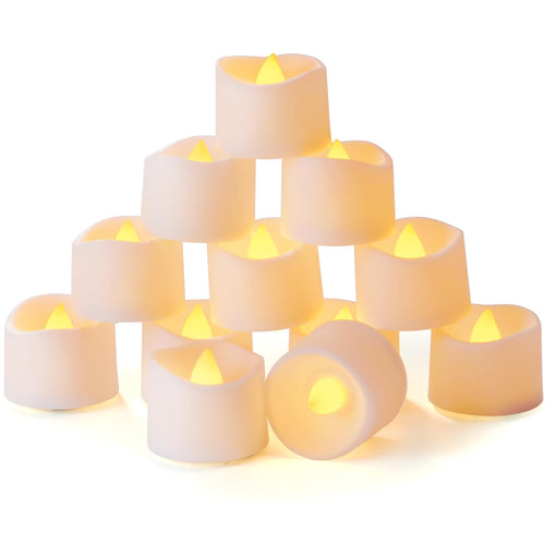 Homemory 12er LED Teelichter mit Timer, Warmweiß, 6 Std. EIN/18 Std. AUS