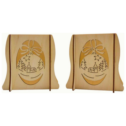 Lichterbogenerhöhung aus Holz 2er-Set – Motiv Weihnachtsmann
