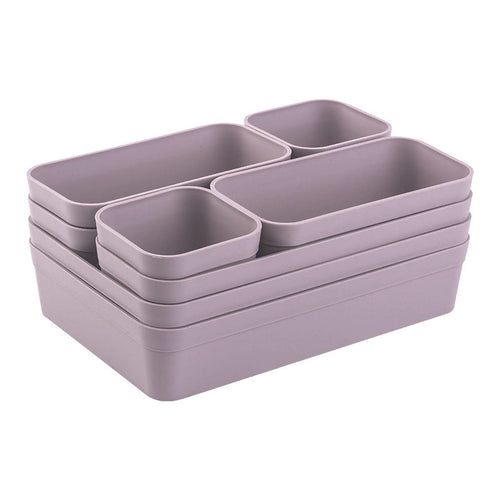 Gariella 1x Schubladen-Organizer Set Aufbewahrungs-Box Einteiler Trenn-System verstellbar Utensilien Stauraum Wohn-Badezimmer Kunststoff anthrazit