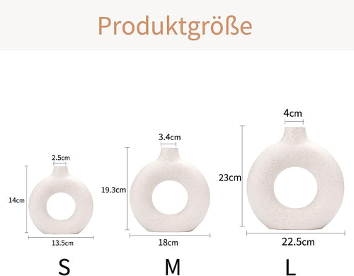 CEMABT Vasen für Pampasgras, handgemachte Vase, getrocknete Blumen, Keramik, Weiß, Handwerkliche Ornamente für die Dekoration des Bürohauses, Vasenset (S, Beige)