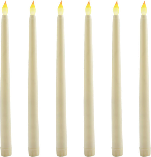 LED Stabkerzen lang, 6 Stück, weiß