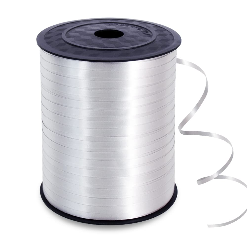 450 Meters Geschenkband Weiss - Gold 5mm Geschenkbänder luftballon schnur - luftballon band Luftballons Hochzeit Geschenkverpackung für Weihnachtsdeko, Ballonverschlüsse, Geschenkverpackung