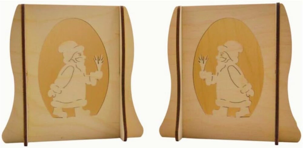 Lichterbogenerhöhung aus Holz 2er-Set – Motiv Weihnachtsmann