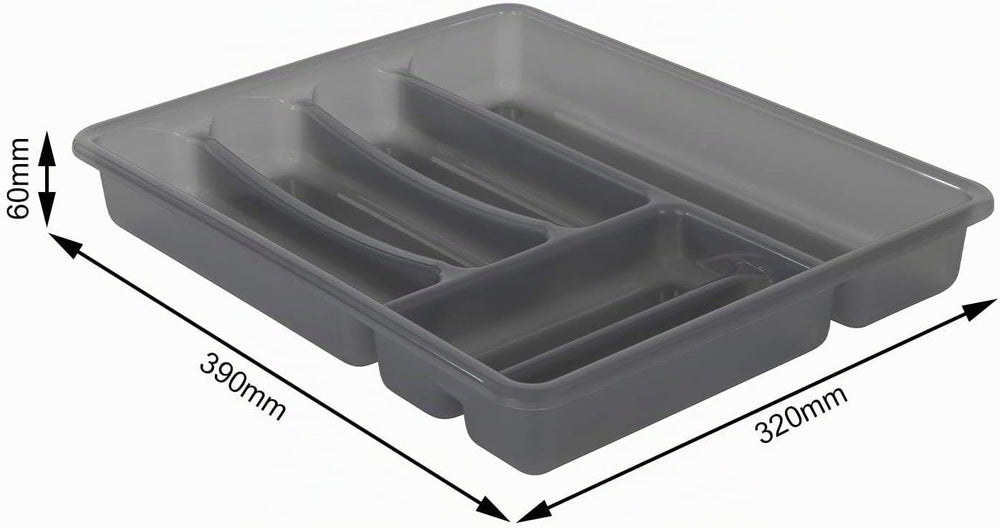 Rotho Basic Besteckkasten mit 6 Fächern, Kunststoff (PP) BPA-frei, anthrazit, (39,0 x 32,0 x 6,0 cm)
