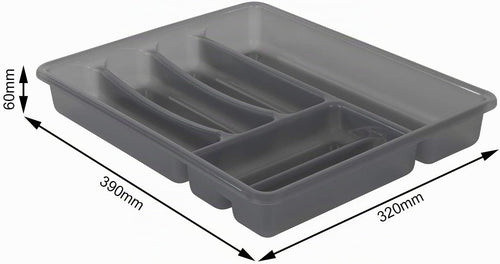 Rotho Basic Besteckkasten mit 6 Fächern, Kunststoff (PP) BPA-frei, anthrazit, (39,0 x 32,0 x 6,0 cm)
