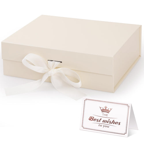 Hianjoo Geschenkbox mit Deckel 23x17x7cm, Magnetische Geschenkboxen mit Schleife, Geschenkkarton Faltbare für Weihnachten Hochzeit Geburtstag Jubiläum Valentinstag Geschenkverpackung - Rot