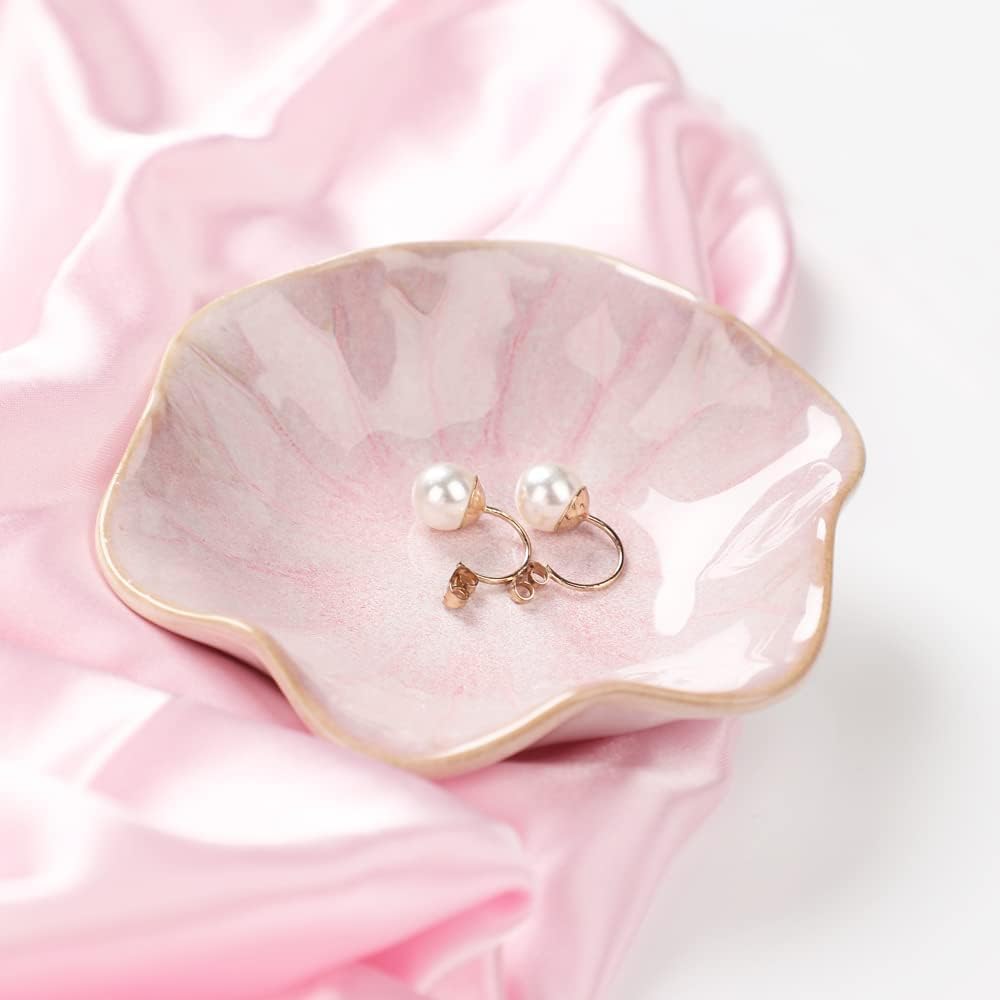 Binoster Keramik Schmuckschale,zimmer deko aesthetic room decor,Schlüsselablage,kleiner Ringhalter,Schmuckteller,Schmucktablett,Auffangschale,dekoration aesthetic,Nachttisch-Dekoration (Rosa)