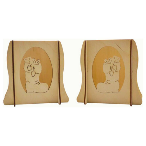 Lichterbogenerhöhung aus Holz 2er-Set – Motiv Weihnachtsmann