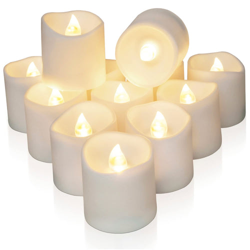 Homemory 12 led teelichter mit Timer, elektrische flackernde batteriebetriebene Kerzen, 6 Stunden an und 18 Stunden aus, 3.2x3.6 cm, Plastik