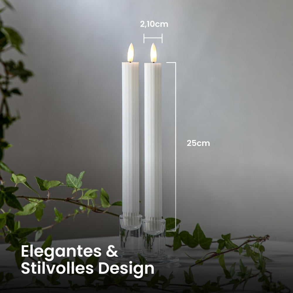 Star 2er Set LED Stabkerzen mit Timer - Echtwachs Kerzen - Warmweiß