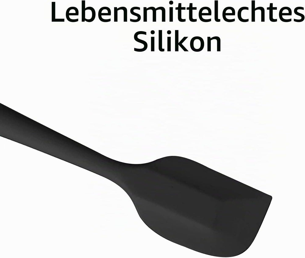 Silikon Spatel, Spatel Teigschaber, Teigschaber Silikon, Hitzebeständig, für Kochen, Backen und Rühren, Spülmaschinenfest und Leicht zu Reinigen(Schwarz)
