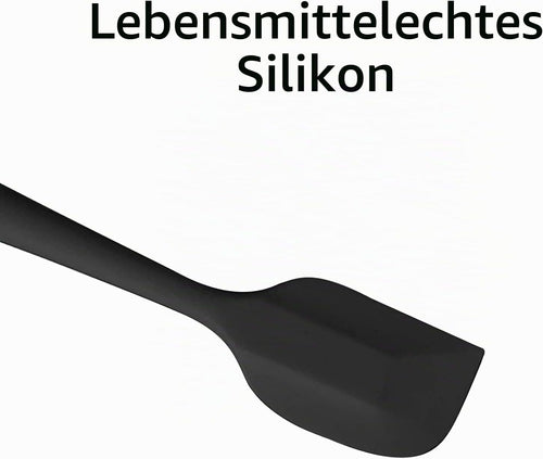 Silikon Spatel, Spatel Teigschaber, Teigschaber Silikon, Hitzebeständig, für Kochen, Backen und Rühren, Spülmaschinenfest und Leicht zu Reinigen(Schwarz)