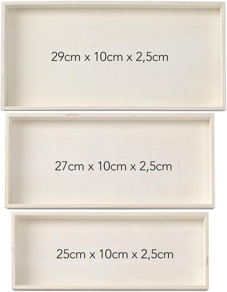 Ideen mit Herz Holztabletts Bastelrohlinge | 3 kleine Deko-Tabletts 25–29 cm | nur 2,5 cm hoch | Pappelsperrholz unlackiert | zum Bemalen, Bekleben & individuellen Gestalten