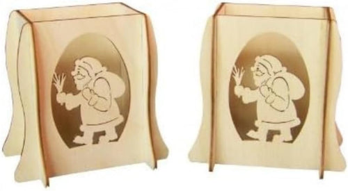 Lichterbogenerhöhung aus Holz 2er-Set – Motiv Weihnachtsmann