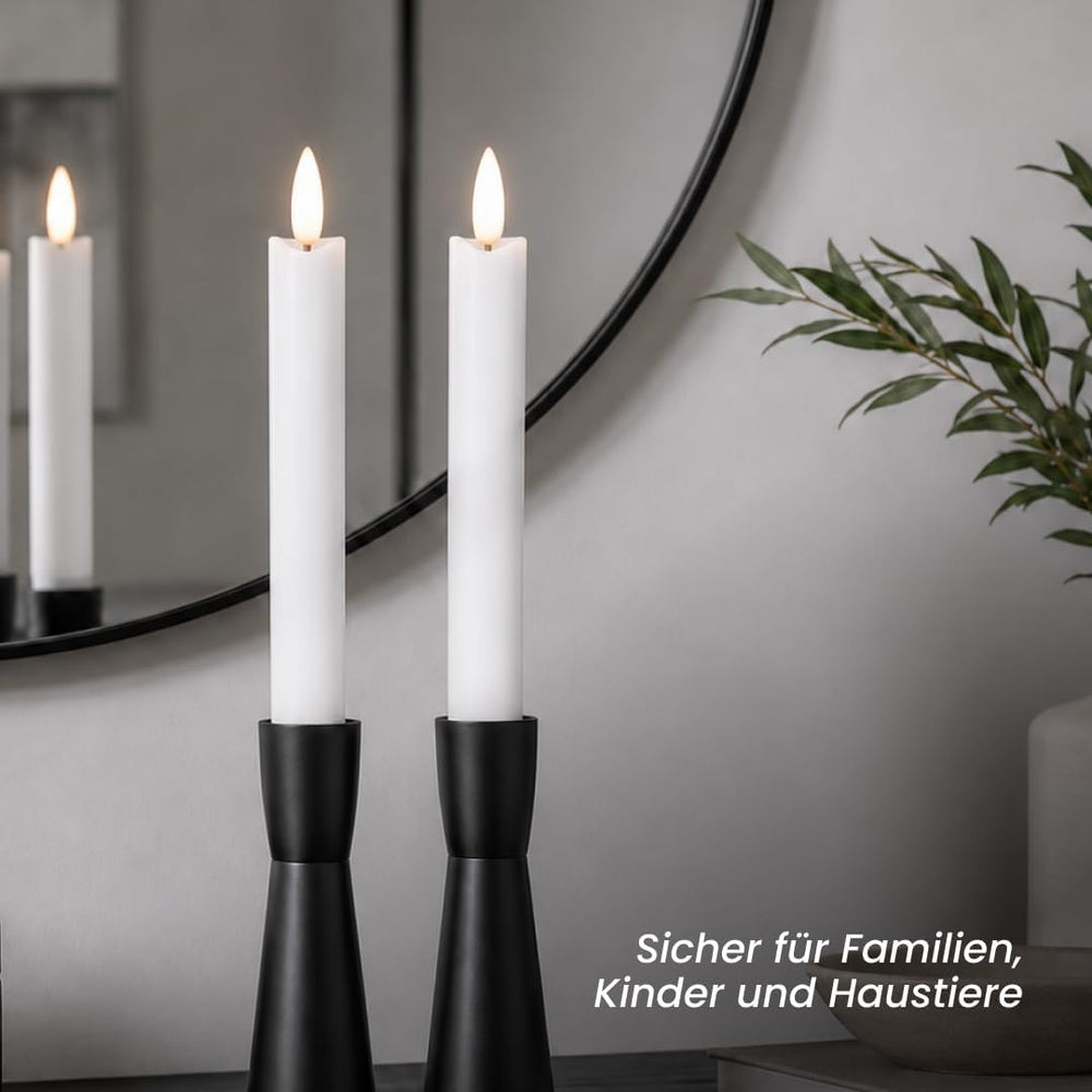 Star Trading LED Stabkerzen Echtwachs 2er Set – Flackernde LED Kerzen mit Timer 6/18h, warmweiß, 15x2 cm, Wohn Deko