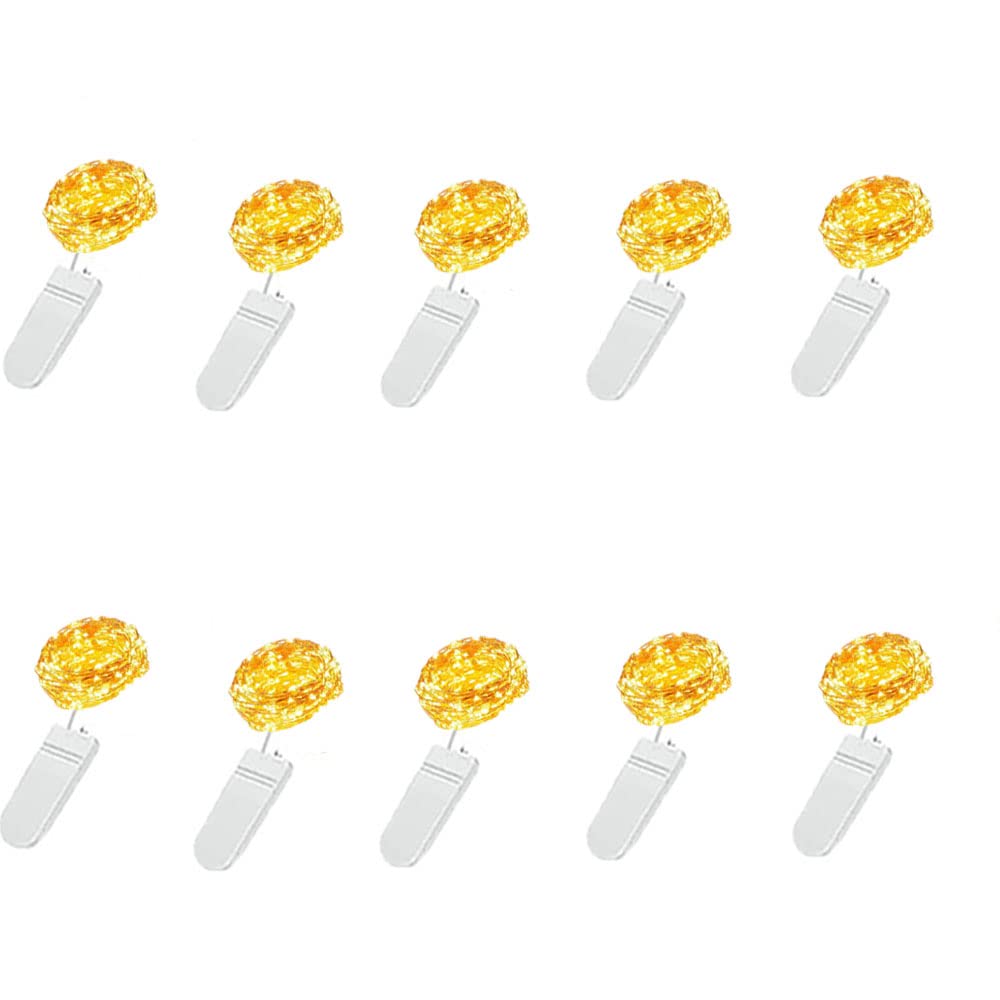 Lichterkette mit Batterien, 10 Stück, 1 m, 10 LEDs, IP44, wasserdicht, Miniatur, dekorativ, batteriebetrieben, für Weihnachten, Gartenparty im Innenbereich (warmweiß)