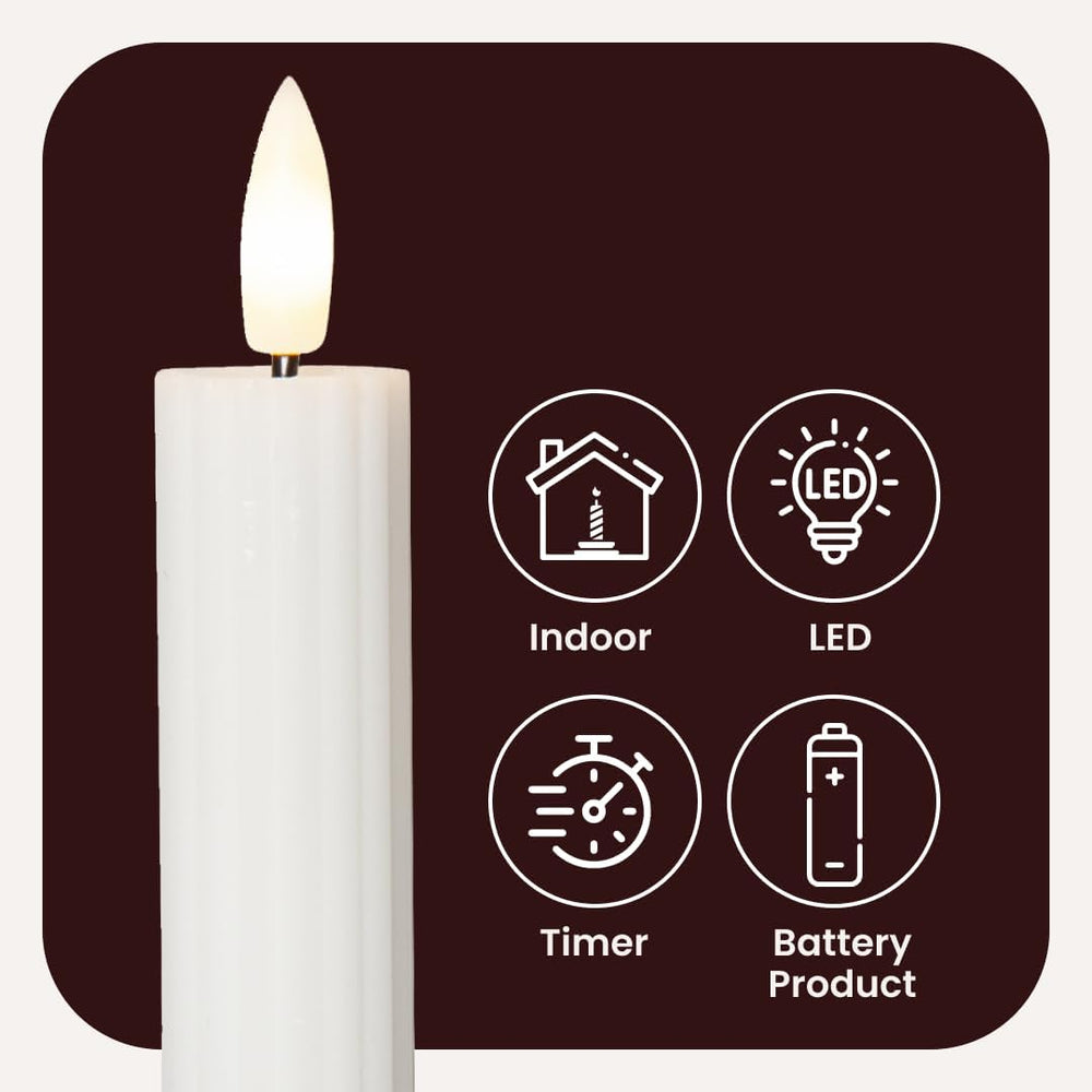 Star 2er Set LED Stabkerzen mit Timer - Echtwachs Kerzen - Warmweiß