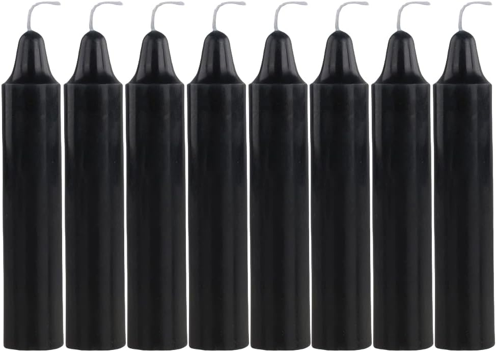 Rauchfreie Stabkerzen, 8 Stück, Schwarz, Wachskerzen für Haushalt und Beleuchtung, 2.1x11cm