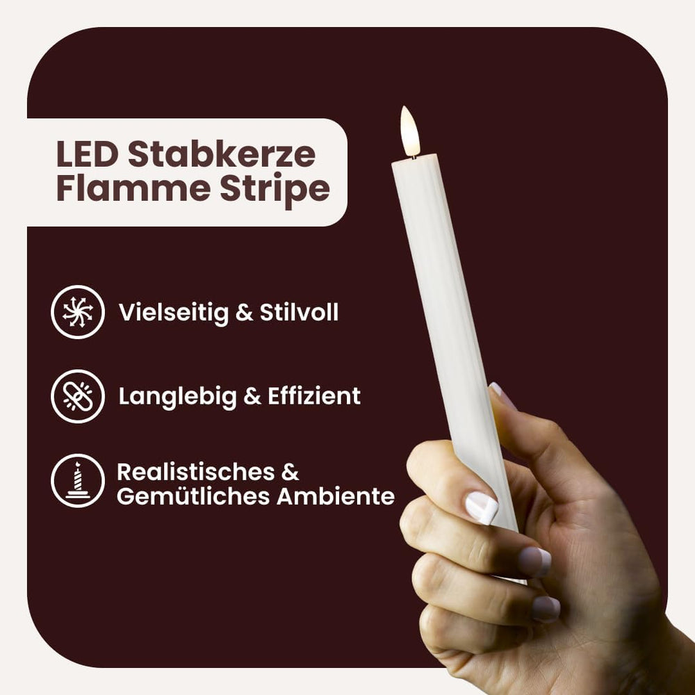 Star 2er Set LED Stabkerzen mit Timer - Echtwachs Kerzen - Warmweiß