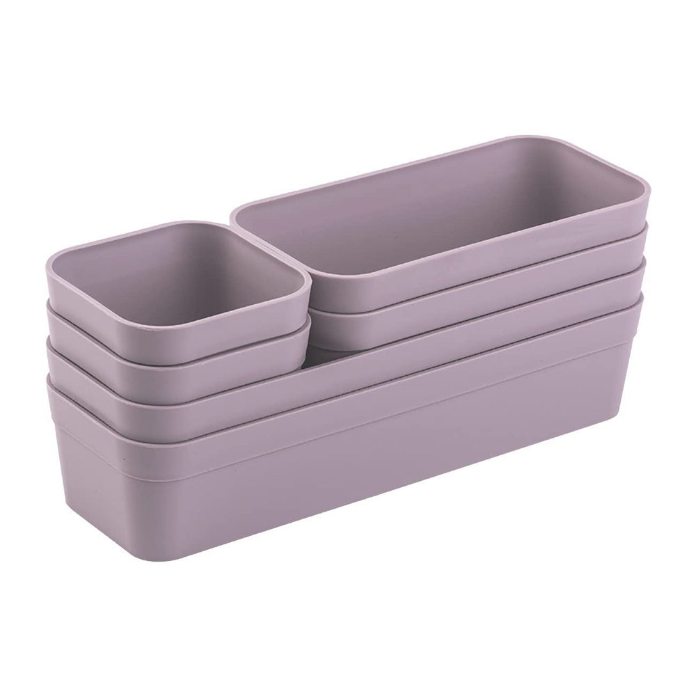 Gariella 1x Schubladen-Organizer Set Aufbewahrungs-Box Einteiler Trenn-System verstellbar Utensilien Stauraum Wohn-Badezimmer Kunststoff anthrazit