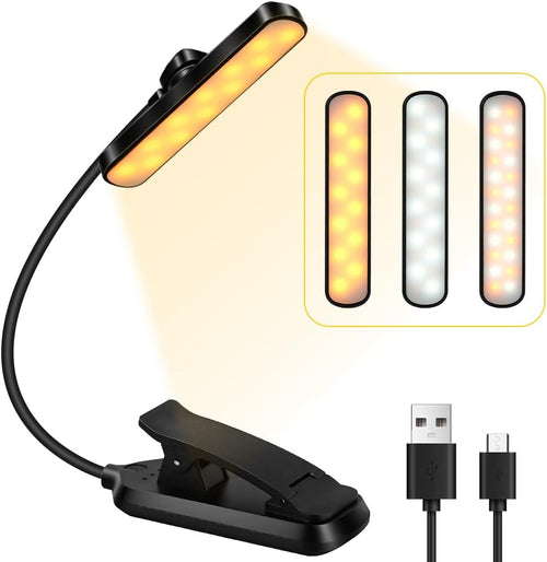 Leselampe mit Klemme, 24 LEDs, aufladbar