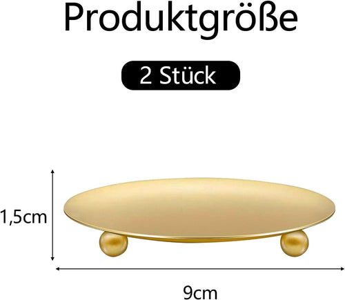 ALLAVA 2 Stück Kerzenhalter Stumpenkerzen, Ø 9 cm Kerzenständer Gold
