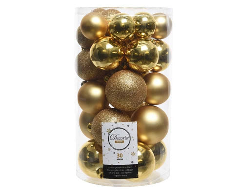 Kaemingk Weihnachtskugeln Kunststoff 4-6cm Mix 30er Set - bruchsichere Christbaumkugeln Weihnachtsbaumkugeln für Weihnachten - Christbaumschmuck & Weihnachtsbaumschmuck - Rosmarin